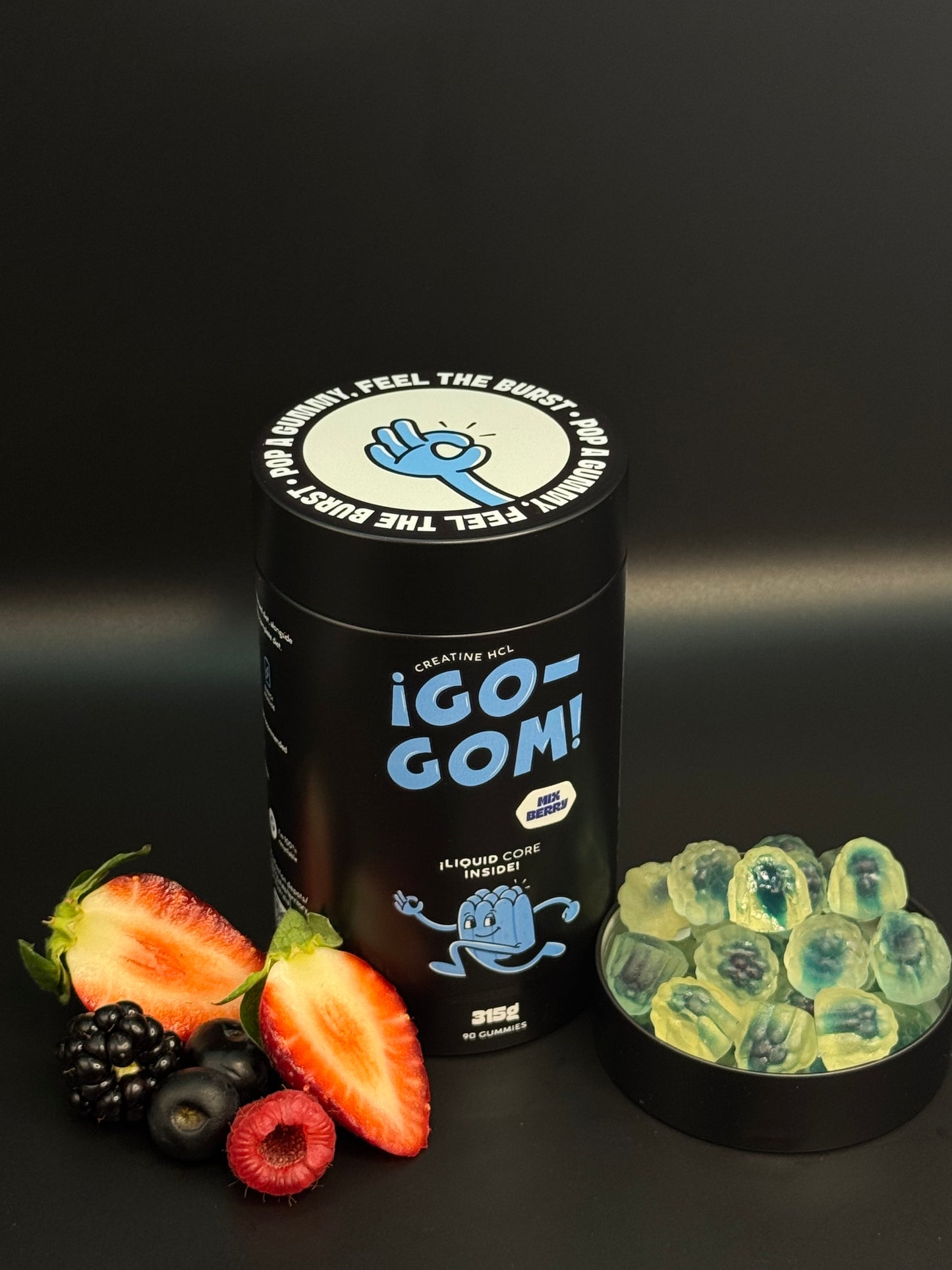 Go-Gom Creatine HCl Gummies – Mixed Berry Liquid Core